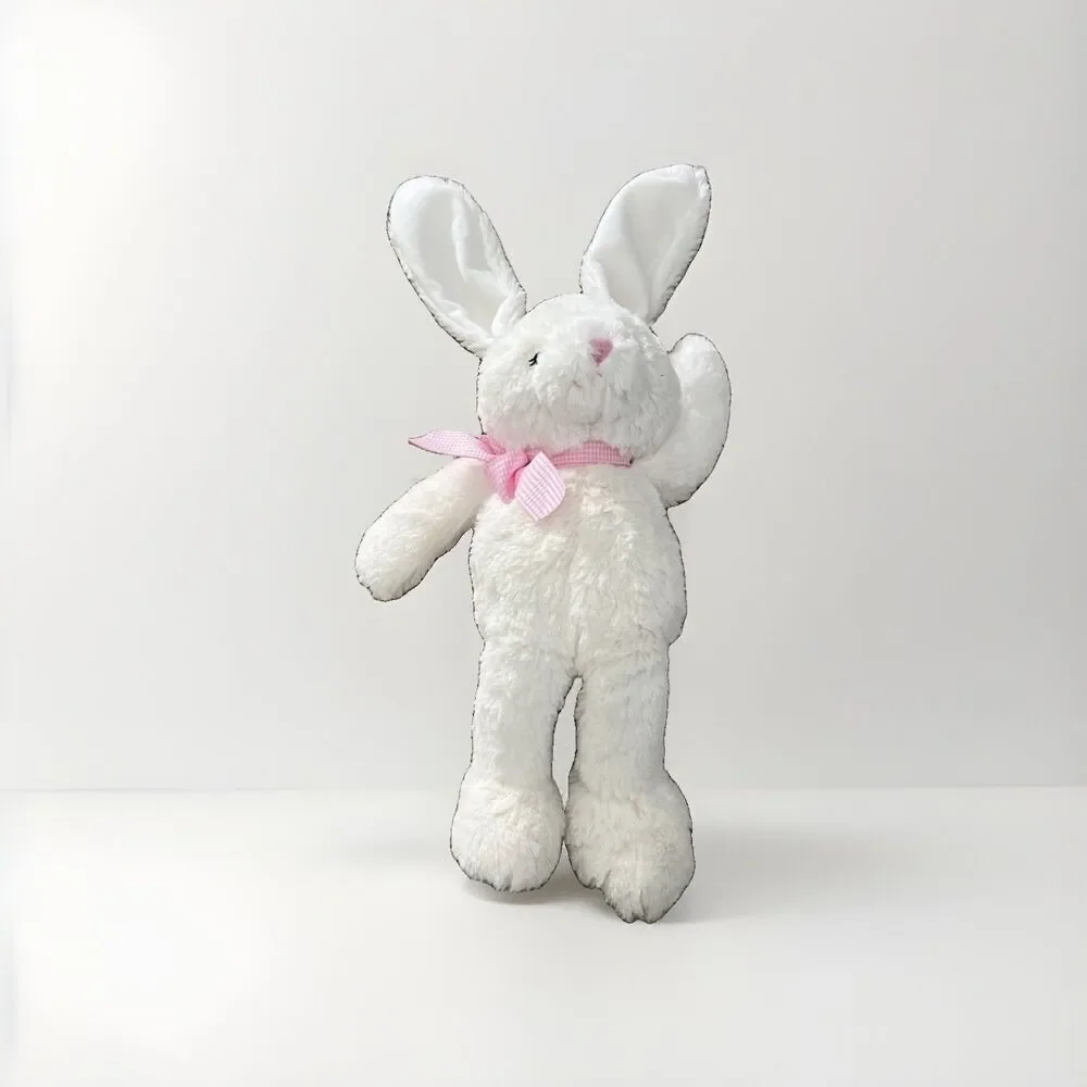 The Children’s Place 13” Plush Bunny Rabbit Ivory White Stuffed Animal Pink Bow